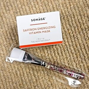 SONAGE Saffron Energizing Vitamin Mask & Glitter Vegan Bristle Mask Brush